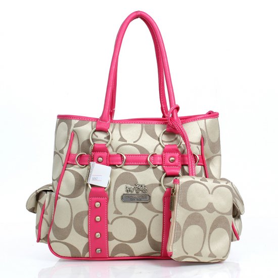 Coach Stud In Signature Medium Pink Totes DZD | Coach Outlet Canada